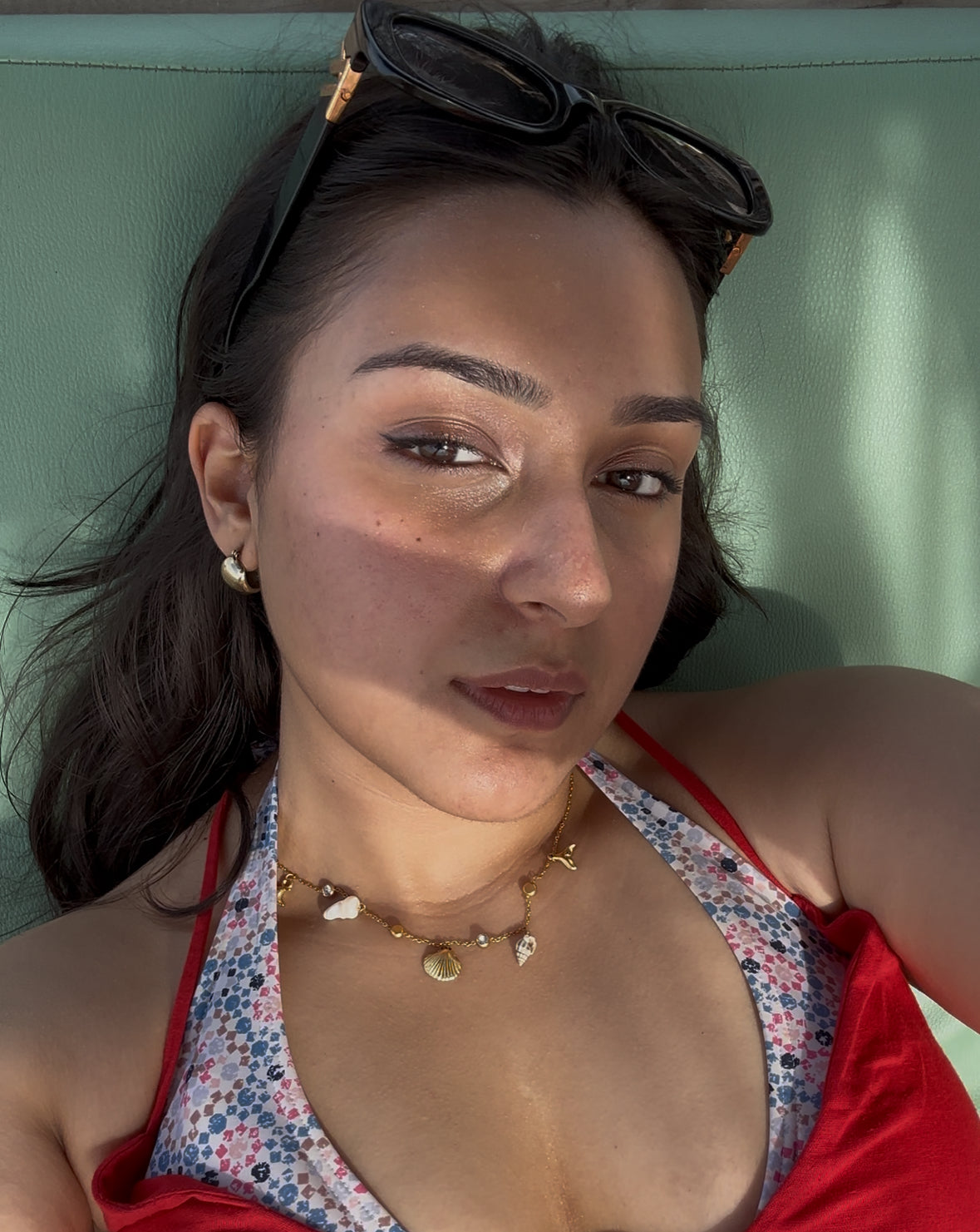 Aqua charm necklace