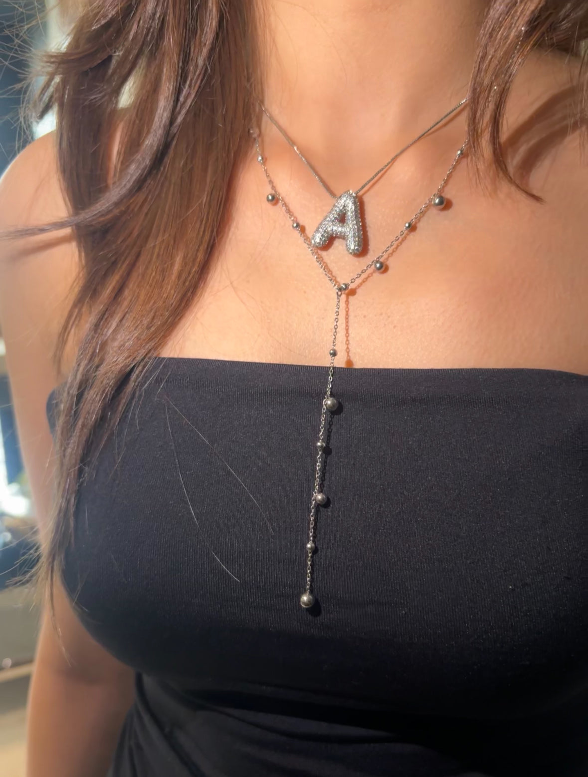 Silver tie necklace