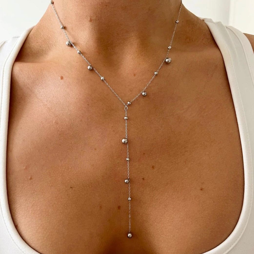 Silver tie necklace