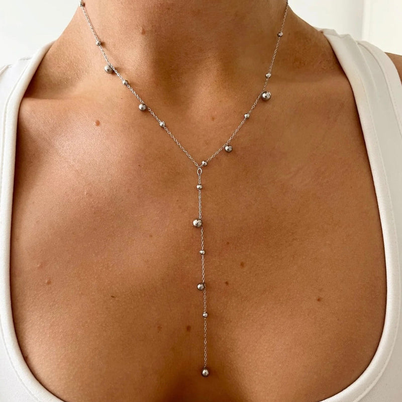 Silver tie necklace