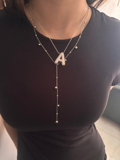 Silver tie necklace