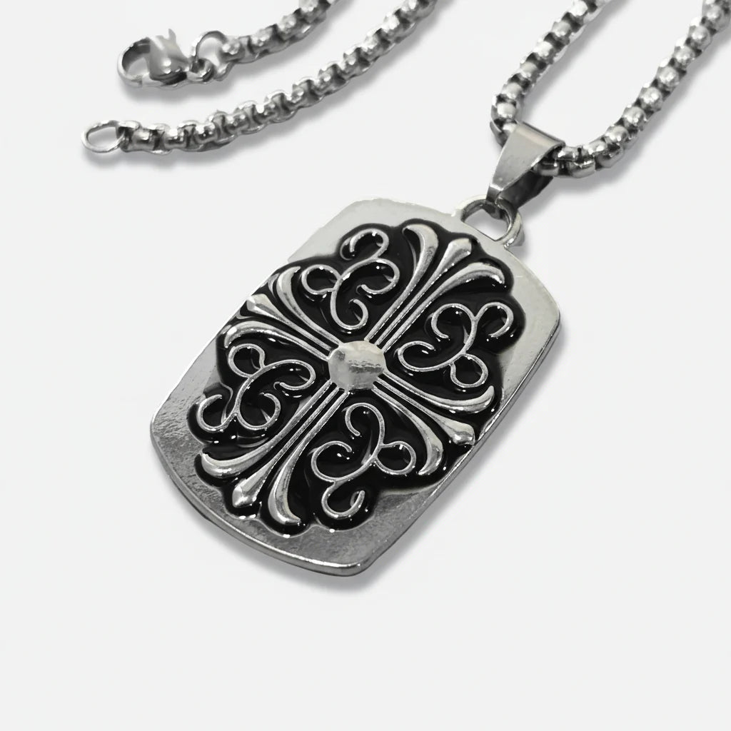 Chrome Tag Necklace